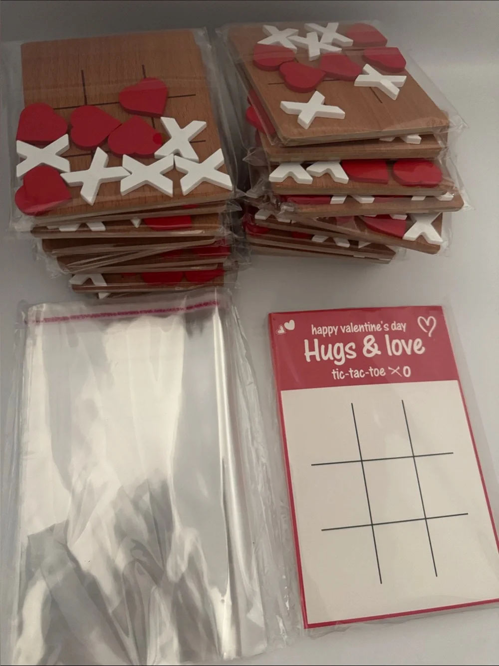 Valentine’s Day Gifts Wooden Tic Tacos Toe Game Cards for Kids